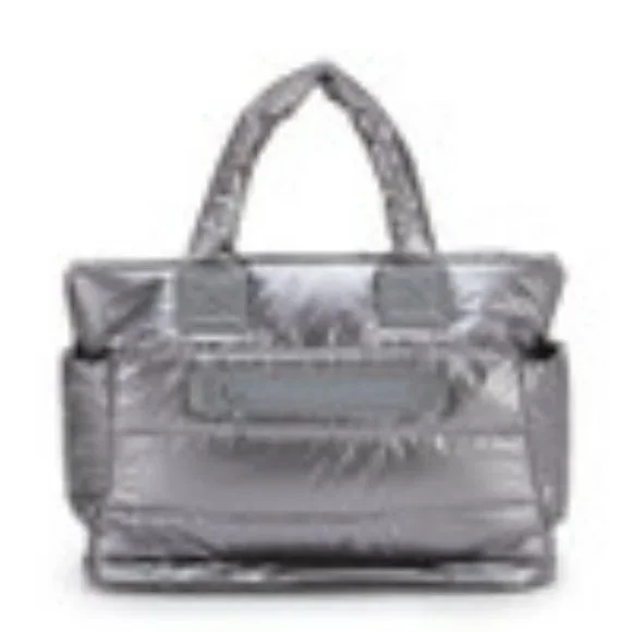 NWT CIPU 7 PIECE PUFFER PARENT BAG IN DARK SILVER & PINK INTERIOR.  OS - Picture 8 of 9